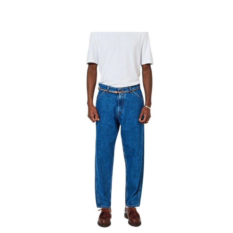 homecore pantalon jabali washed en denim vue de face porté sur mannequin