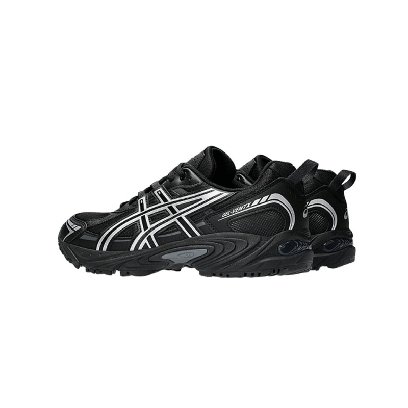 asics gel ventx black pure silver vue de la paire coté gauche