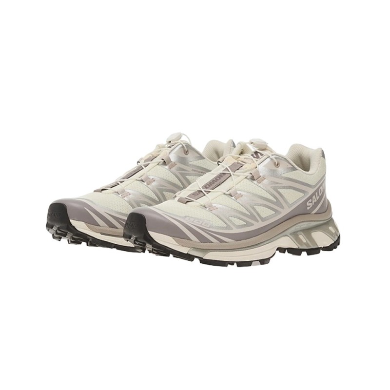 salomon xt 6 vanilla ice ftw silver lilac vue coté gauche paire