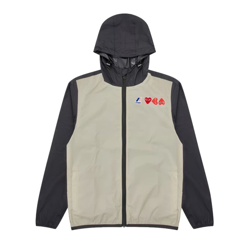 kway comme des garçons play beige black veste zippée J505 vue de face