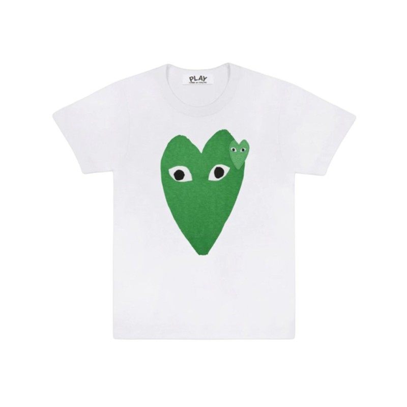 tshirt comme des garçons play blanc t060 coeur vert vue de face