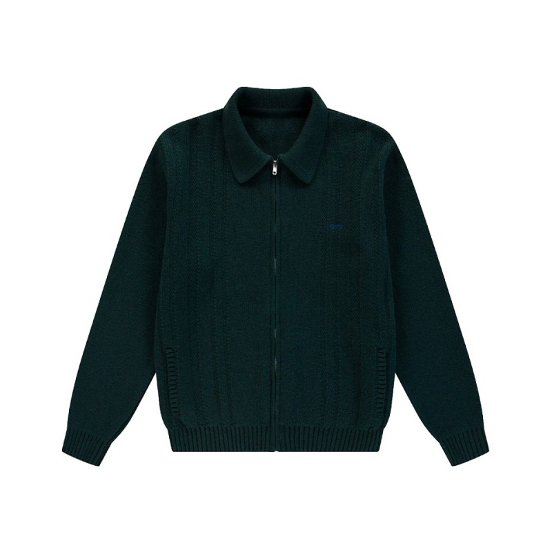 arte cable knit zip green cardigan vue de face