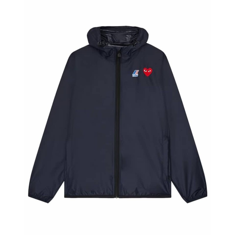 comme des garçons x kway jacket couleur navy vue de face
