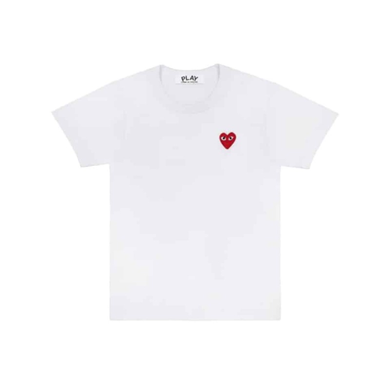 T108 t-shirt comme des garçons play white red heart