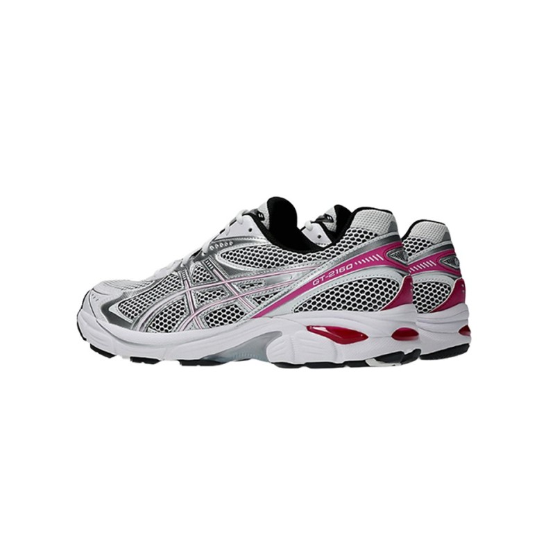 asics gt 2160white raspberry vue de la paire coté gauche